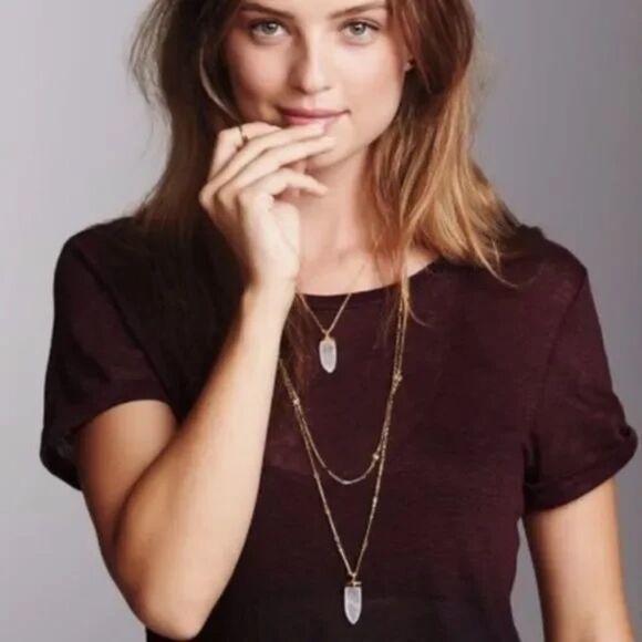 stella & dot ~ aria layering pendant necklace ~ gold crystal - Picture 5 of 12